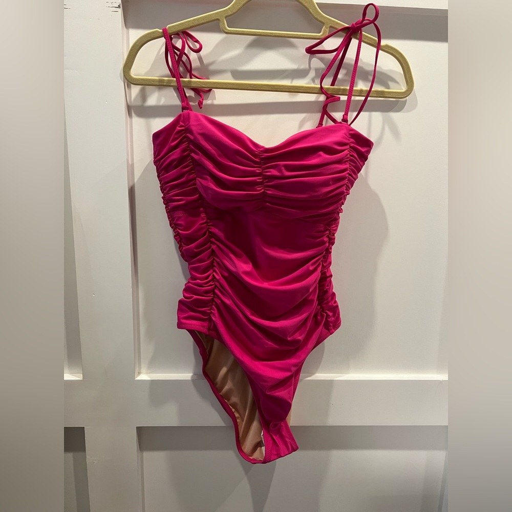 J.Crew ruched bandeau one piece bathing suit